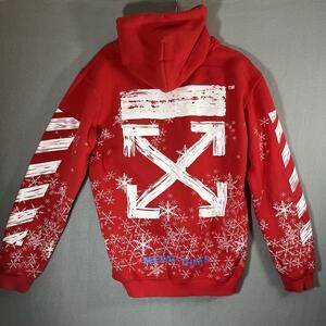 Main Label Off-White Virgil Abloh Seeing Things Red Snowflake Hoodie L RARE 2013